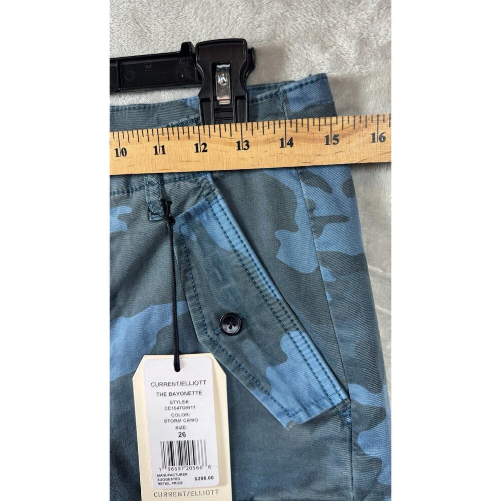 Current Elliott NEW The Bayonette Cargo Pant Jean Women 26 Blue Storm Camo Ankle - Picture 7 of 13